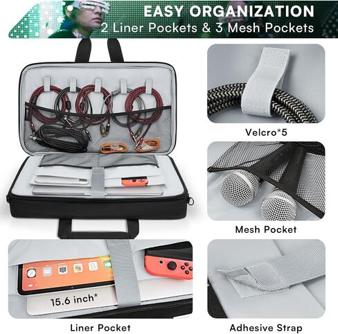 DJ Bag for DDJ-FLX4/DDJ 200/DDJ 400/DDJ REV1, Padded DJ Controller Crossbody Bag with 4 Pockets for 17.3 Inch Laptop, Cables, DJ Mixer Case with Adjustable Shoulder Strap for DJ Equipment in Kuwait