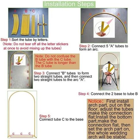 6.6FT Metal Wedding Arch Stand Gold Square Arched Backdrop Frame for Party Ceremony Birthday Bridal Baby Shower Garden Floral Balloon Arch Decoration in Kuwait