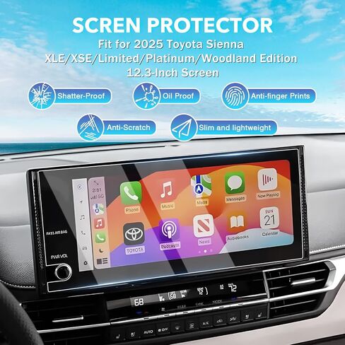 Karltys 2 Pack Tempered Glass Screen Protector for 2023 2024 2025 Nissan Altima Accessories SL/SR VC-Turbo 12.3-Inch Touchscreen, Ultra Clear Anti Glare Navigation Protective Film in Kuwait