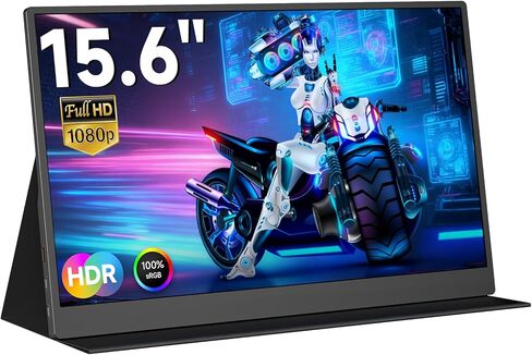 Portable Monitor for Laptop 15.6 Inch FHD 1080P IPS Gaming Travel Laptop Screen Extender, Portable Laptop Monitor USB-C/HDMI HDR Display for Laptop/PC/Mac/Phone/PS5/Xbox/Switch, Built-in Speakers in Kuwait
