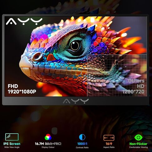 Portable Monitor for Laptop 15.6 Inch FHD 1080P IPS Gaming Travel Laptop Screen Extender, Portable Laptop Monitor USB-C/HDMI HDR Display for Laptop/PC/Mac/Phone/PS5/Xbox/Switch, Built-in Speakers in Kuwait