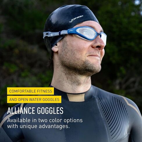 نظارات السباحة FINIS Alliance - نظارات سباحة مريحة للياقة البدنية والمياه المفتوحة - أساسيات السباحة - عدسات مضادة للضباب - حماية من الأشعة فوق البنفسجية - مرآة مائية in Kuwait