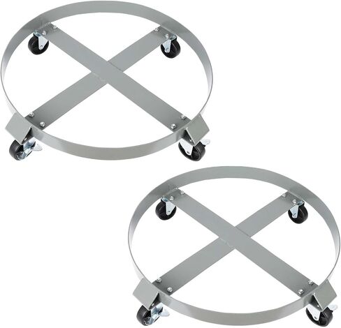 55 Gallon Drum Dolly - 4 Wheels, 1000lbs Load Capacity, 67cm Outer Ring, 3" Universal Casters, 2 Braked Rollers in Kuwait