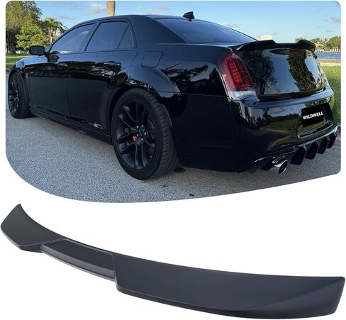 WildWell Rear Trunk Spoiler for 2011-2023 Chrysler 300 300C 300S Touring Limited, Rear Spoiler Highkick Duckbill Style Wing ABS Material Carbon Fiber Painted in Kuwait