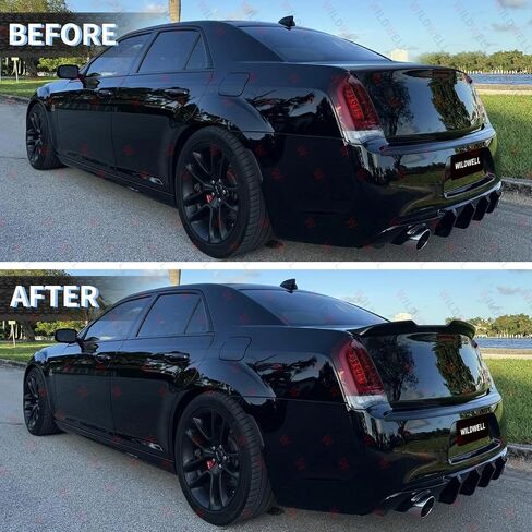 المفسد الجذع الخلفي Wildwell لعام 2011-2023 Chrysler 300 300C 300S Touring Limited ، المفسد الخلفي Highkick Duckbill Wing Wing Material Matte Black in Kuwait