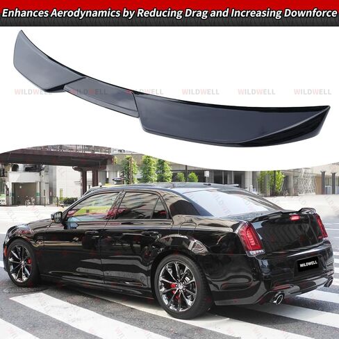 المفسد الجذع الخلفي Wildwell لعام 2011-2023 Chrysler 300 300C 300S Touring Limited ، المفسد الخلفي Highkick Duckbill Wing Wing Material Matte Black in Kuwait