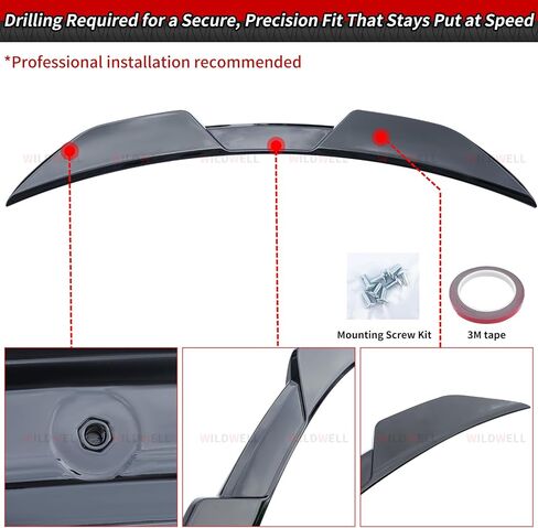 المفسد الجذع الخلفي Wildwell لعام 2011-2023 Chrysler 300 300C 300S Touring Limited ، المفسد الخلفي Highkick Duckbill Wing Wing Material Matte Black in Kuwait