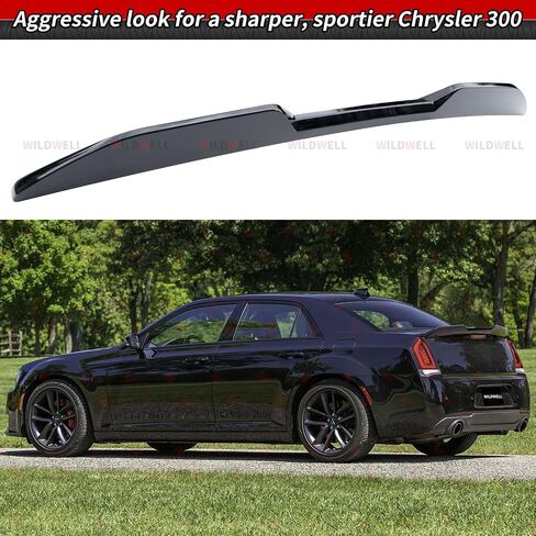المفسد الجذع الخلفي Wildwell لعام 2011-2023 Chrysler 300 300C 300S Touring Limited ، المفسد الخلفي Highkick Duckbill Wing Wing Material Matte Black in Kuwait