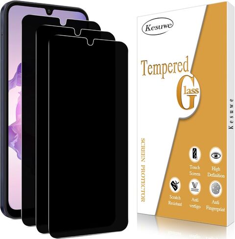 Kesuwe [3 Pack Privacy Screen Protector for Samsung Galaxy S23, Fingerprint Unlock, Anti Spy, Anti Scratch, 9H Hardness, HD Clear, Ultra Resistant, Bubble Free, Case Friendly, Easy Installation in Saudi Arabia