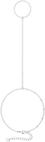 Tewiky Hand Chain Bracelet Ring, 14K Gold Plated/Silver Finger Ring Bracelet, Zircon Sequins Satellite Chain for Women, Trendy Non-Tarnish Jewelry in Kuwait