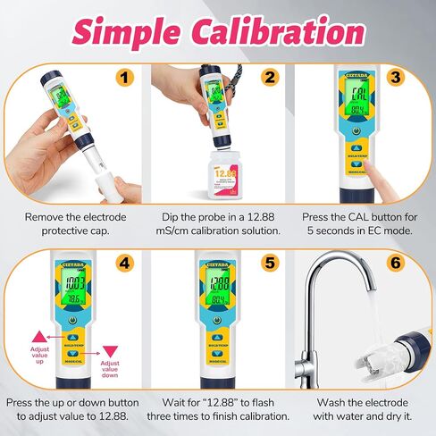 1413 μS/cm Calibration Solution 50mL Conductivity Standard Calibration Solution Kit 4-Pack for EC TDS Meter Hydroponics Conductivity Tester in Kuwait