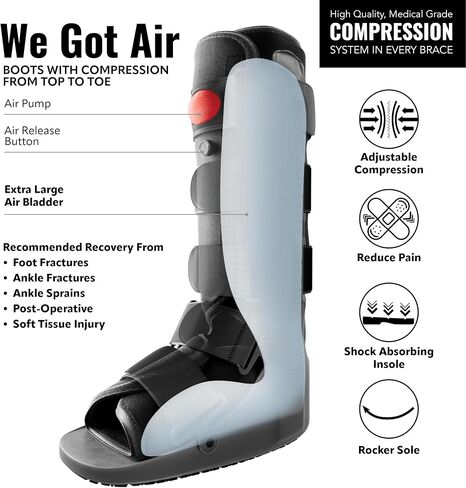 Rapid Recover Walking Boot – Medical-Grade Foot & Ankle Support with Adjustable Air Pump, Post-Op and Injury Recovery, Medium in Kuwait
