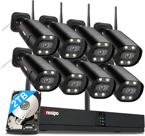 8 Channel Security Camera System, 3MP 8PCS WiFi Camera with Two-Way Audio/Colour Night Vision/Smart Playback/AI/Human Detection, 2K H.265 8CH CCTV NVR Surveillance Kit, NO Hard Drive in Saudi Arabia