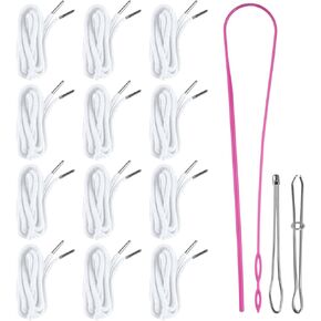 12 Pcs Drawstring Cord, 53 Inch Hoodie String Replacement, Draw String with Threader Tool for Sweatpants Pants (Black/White) in Kuwait