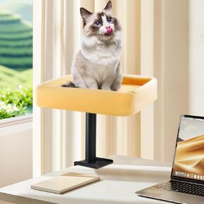 Cat Desk Bed, Sturdy Cats Bed for Desk with Washable Cover, Dual-Sided Breathable Summer & Winter, Comfortable Soft Pet Nest Bed with Reinforced Steel Frame, Easy Assembly for Home Office/Study Room in Kuwait