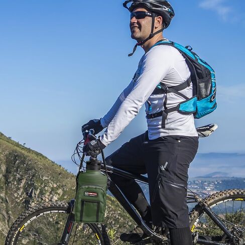 NATURE PIONEOR Water Bottle Carrier with Adjustable Strap - Insulated Sleeve Pouch Water Bottle Holder Bag with Paracord Handle & 2 Storage Pockets for 18/24/25/26/32/36/40/46oz, Hiking, Camping, Gym in Kuwait