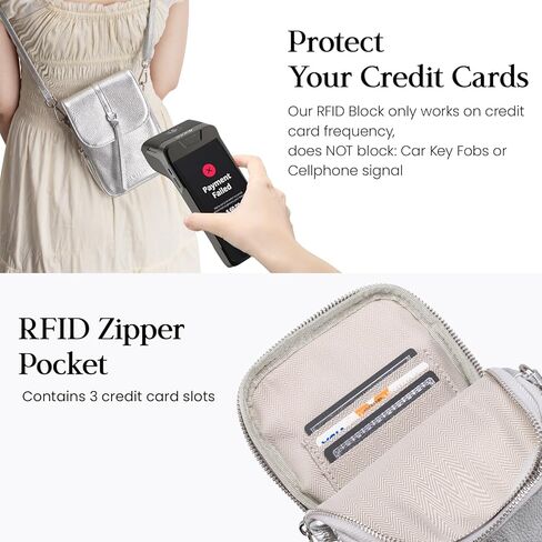 حقائب صغيرة من الجلد الأصلي ، حقائب صغيرة للنساء ، محفظة كروس جيب الهاتف الخليوي مع فتحات بطاقة حظر RFID in Kuwait