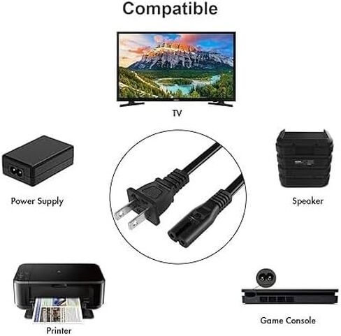 2 Prong AC Power Cord for Speaker Sony SRS-XP500 SRS-XP700 SRS-RA3000 XB72 GTK-XB60 XB90 XB5 XB7 MHC-V13 V71 Speaker Charger Charging Cord (6Ft) in Saudi Arabia