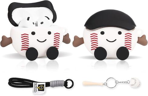 متوافق مع Apple Airpods 4 Case Protection Funny Cute Cartoon Cover مع سلسلة مفاتيح [SPORT Series] (مضرب التنس) in Saudi Arabia