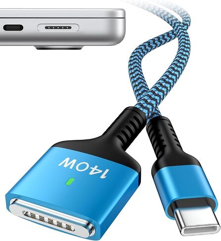 USB C to MagSafe 3 Cable, 140w USB-C to Mag Safe 3 Cable, 6ft (2m) Fast Charging Cord for MacBook Pro 16/14 Inch, MacBook Air 15/13 in, PD3.1 High Power Braided Cord Plug in Apple USBC Power Adapter in Saudi Arabia