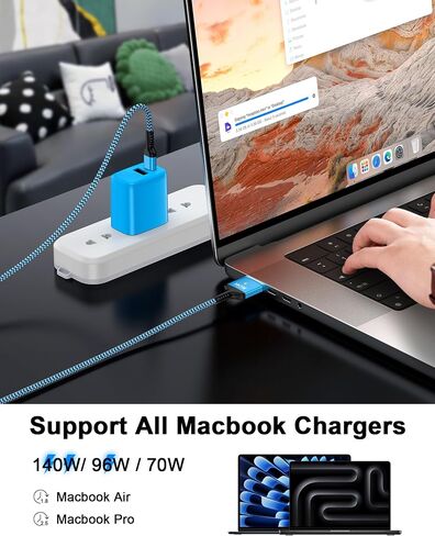 USB C to MagSafe 3 Cable, 140w USB-C to Mag Safe 3 Cable, 6ft (2m) Fast Charging Cord for MacBook Pro 16/14 Inch, MacBook Air 15/13 in, PD3.1 High Power Braided Cord Plug in Apple USBC Power Adapter in Saudi Arabia