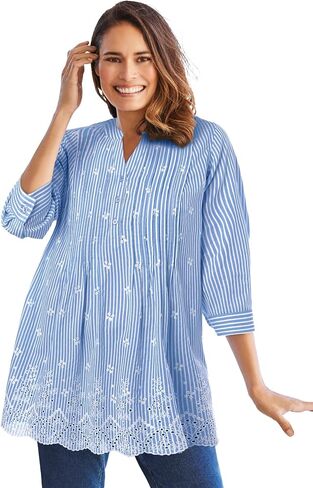 Woman Within Plus Size Embroidered Pintuck Tunic in Saudi Arabia