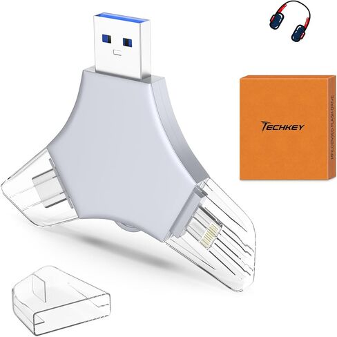 USB 3.0 Flash Drive 64gb for iPhone, 3in1 External Memory Picture Keeper Storage Stick for Photo/Video/Data Saver/Backup, V9.95High Speed Thumb Drives for iPhone/iPad/Android/PC - Deep Stone Ink Gray in Saudi Arabia