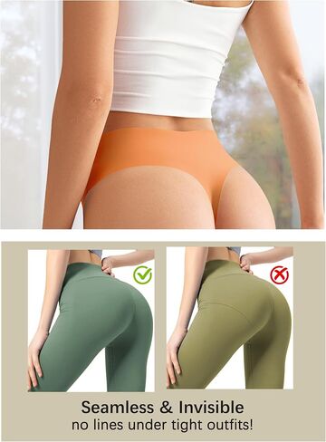 voenxe Seamless Women Underwear Thongs,High Waisted Ladies No Show Panties Line,Invisible Comfy Workout Undies,Soft,5-Pack in Saudi Arabia