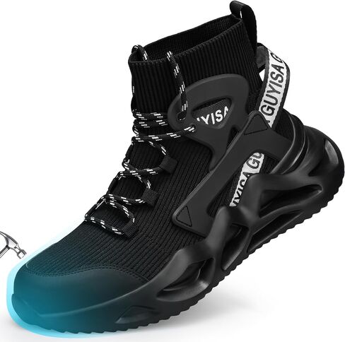 Men's Black Steel Toe Work Shoes, Industrial & Construction Shoes, Casual, Size 13 in Saudi Arabia