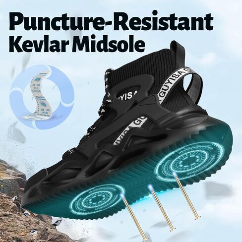 Men's Black Steel Toe Work Shoes, Industrial & Construction Shoes, Casual, Size 13 in Saudi Arabia