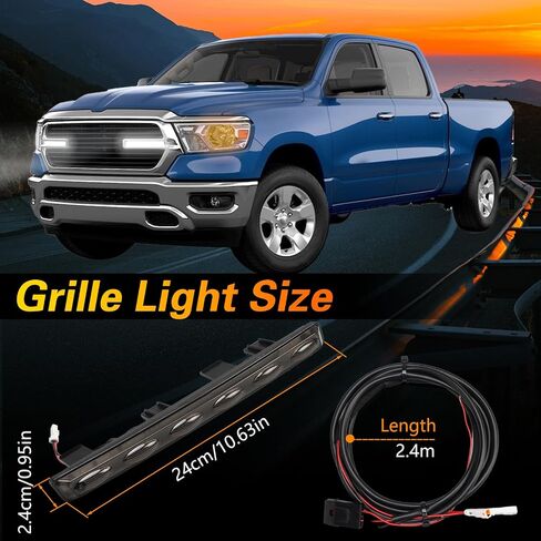 زوج من مصابيح الشبكة الأمامية LED متوافقة مع 2019-2024 Dodge RAM 1500 ، مصباح مصبغة خارجي مقاوم للماء مع مجموعة تسخير الأسلاك ، مصبوب المبرد لاتغال لارامي البوق الكبير لارامي in Saudi Arabia