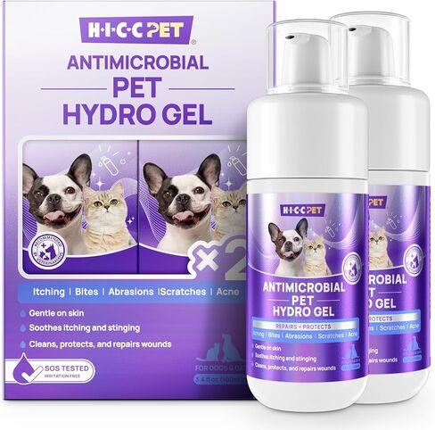 HICC PET Dog Wound Care Hydro Gel, Heals Wounds, Soothes Inflammation, Prevents Infection, Treats Bites, Scratches & Skin Ulcers, Cat Wound Care Solution, Safe for All Animals, 3.4 Ounces in Kuwait