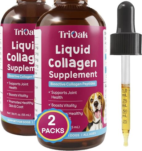 Liquid Collagen Supplement Drops for Dogs: Hip & Joint Support, Skin & Coat Health, Itch Relief in One Daily Supplement with Bioactive Collagen Peptides - Pure Formula Support for All Dog Sizes & Ages in Saudi Arabia