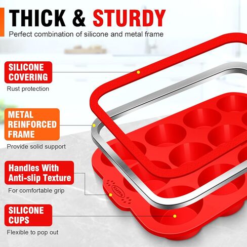 Walfos Muffin Pan Set - 12 Cups Regular Silicone Cupcake Pan, Non-stick and BPA Free, Great for Making Muffin Cakes, Tart, Fat Bombs - Dishwasher Safe, 2-Piece in Kuwait