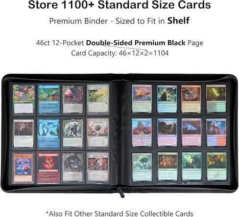 Rayvol Premium 12-Pocket Card Binder - Fits 1104 Trading Cards, Side Loading Ringless Card Collection Album for TCG and Sports Cards in Saudi Arabia