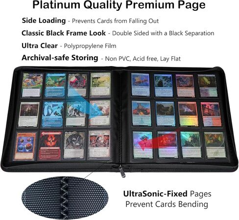 Rayvol Premium 12-Pocket Card Binder - Fits 1104 Trading Cards, Side Loading Ringless Card Collection Album for TCG and Sports Cards in Saudi Arabia