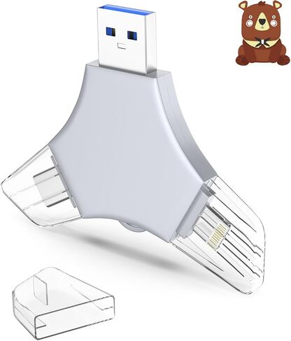 USB 3.0 Flash Drive 64gb for iPhone, 3in1 External Memory Picture Keeper Storage Stick for Photo/Video/Data Saver/Backup, V9.90High Speed Thumb Drives for iPhone/iPad/Android/PC - Dove in Saudi Arabia