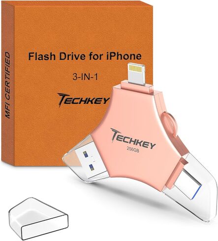 USB 3.0 Flash Drive 64gb for iPhone, 3in1 External Memory Picture Keeper Storage Stick for Photo/Video/Data Saver/Backup, V9.90High Speed Thumb Drives for iPhone/iPad/Android/PC - Dove in Saudi Arabia