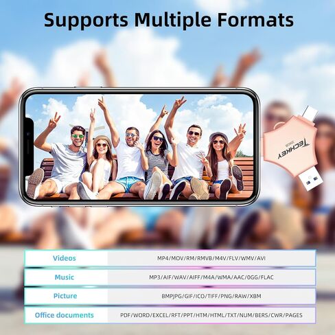 USB 3.0 Flash Drive 64gb for iPhone, 3in1 External Memory Picture Keeper Storage Stick for Photo/Video/Data Saver/Backup, V9.90High Speed Thumb Drives for iPhone/iPad/Android/PC - Dove in Saudi Arabia