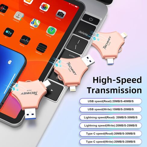 USB 3.0 Flash Drive 64gb for iPhone, 3in1 External Memory Picture Keeper Storage Stick for Photo/Video/Data Saver/Backup, V9.90High Speed Thumb Drives for iPhone/iPad/Android/PC - Dove in Saudi Arabia