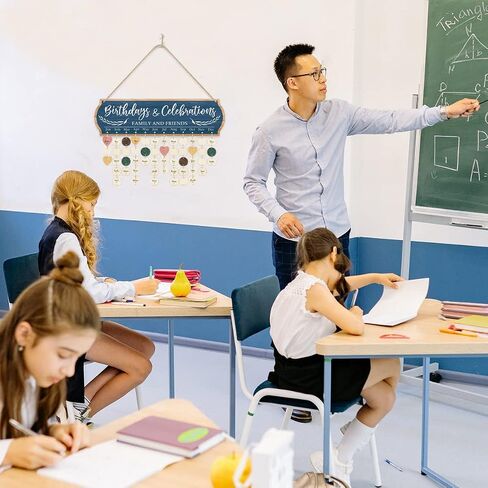 لوحة عيد ميلاد عائلة Fwiexa مع العلامات ، لوحة عيد ميلاد عائلتنا هدية DIY للذكرى السنوية الأم ، جدار تقويم خشبي معلقة مع 100 علامات القلب/الدائرة in Kuwait