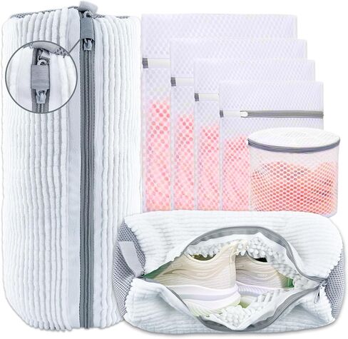 XXL Shoe Washing Machine Bag - 2 Reusable Shoe Cleaning Bags, Shoe Laundry Bag with Zipper Protection Design, 360° Deep Clean for Sneaker Tennis Shoe, Include 2 Shoe Storage Dust Bags (Yellow) in Saudi Arabia