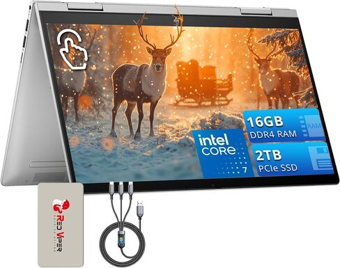 HP Envy x360 14" 2-in-1 FHD Touchscreen Laptop, Intel 7 150U, 16GB DDR4 RAM, 1TB PCIe SSD, Backlit Keyboard, Fingerprint Reader, Silver, Windows 11, 128GB Docking Station Set in Saudi Arabia