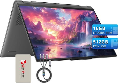 Lenovo Yoga 7i 2-in-1 Laptop, 16" WUXGA Touchscreen Display, Intel Ultra 7 155U, 16GB LPDDR5X, 2TB PCIe SSD, Backlit Keyboard, Fingerprint Reader, Gray, Windows 11, 128GB Docking Station Set in Saudi Arabia