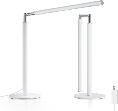 Metal Desk Lamp with USB Port - Foldable Modern Table Lamp with Timer, 4 Color & 6 Brightness Adjustable Desktop Reading Light, Dimmable Eye-Caring Task Lamp for Office Bedroom Study, Silver in Kuwait
