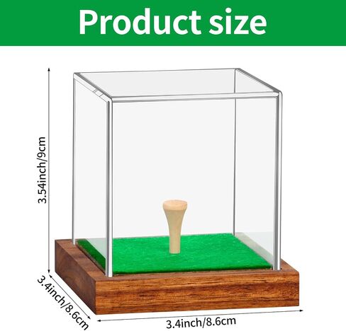 Hooqict Golf Ball Display Case Clear Acrylic Golf Ball Memorabilia Display Case with Wood Base and Grass Pad Ball Holder Stand Display Cube Single Golf Collection Box in Saudi Arabia