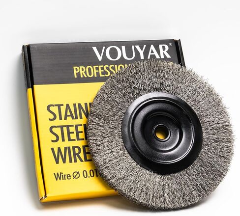 6 Inch Stainless Steel Wire Wheel for Bench Grinder with 1/2-Inch and 5/8-Inch Arbor, .012" Stainless Steel Wire in Kuwait