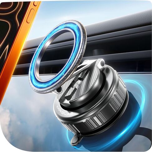 MRGLAS 2025 Upgraded 360° Rotation Vacuum Magnetic Phone Holder Stand,for Magsafe Suction Cup Phone Mount [89+LBS Strongest Suction & Magnetic] Adjustable Swivel Lock, for Your Car/Gym/Mirror/Kitchen in Kuwait