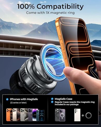 MRGLAS 2025 Upgraded 360° Rotation Vacuum Magnetic Phone Holder Stand,for Magsafe Suction Cup Phone Mount [89+LBS Strongest Suction & Magnetic] Adjustable Swivel Lock, for Your Car/Gym/Mirror/Kitchen in Kuwait