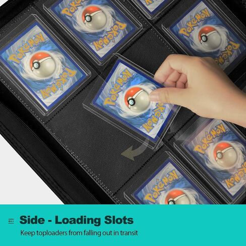 Toploader Binder, Oversized 9 Pocket 252 Top loaders Holder with Side-Loading Sleeves for Trading Cards in 3" x 4" Toploader (Black) in Saudi Arabia